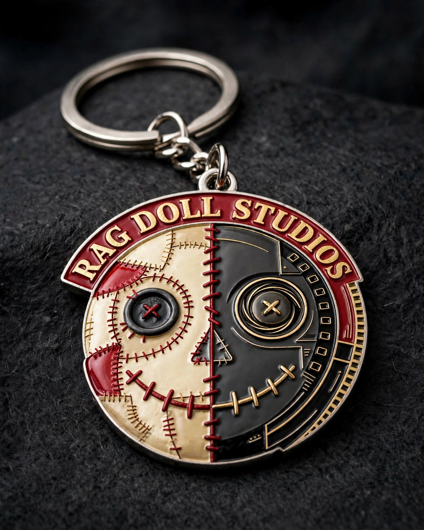 Rag Doll Studios metal logo keychain